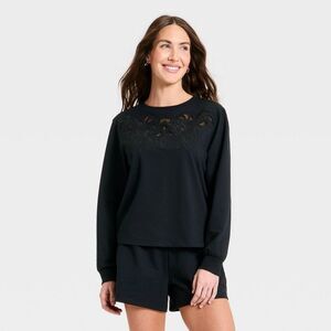 A New Day - Women's Eyelet Sweatshirt - A New Day Black M Black